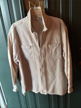 Faded Glory Light Beige Corduroy Zip Shirt